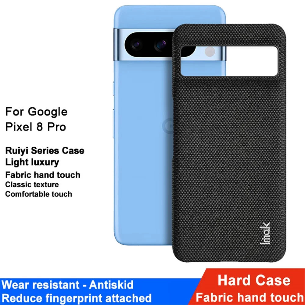 IMAK Ruiyi Series for Google Pixel 8 Pro Case Anti-scratch Cloth Texture PU Leather+PC Phone Cover - Black - 2