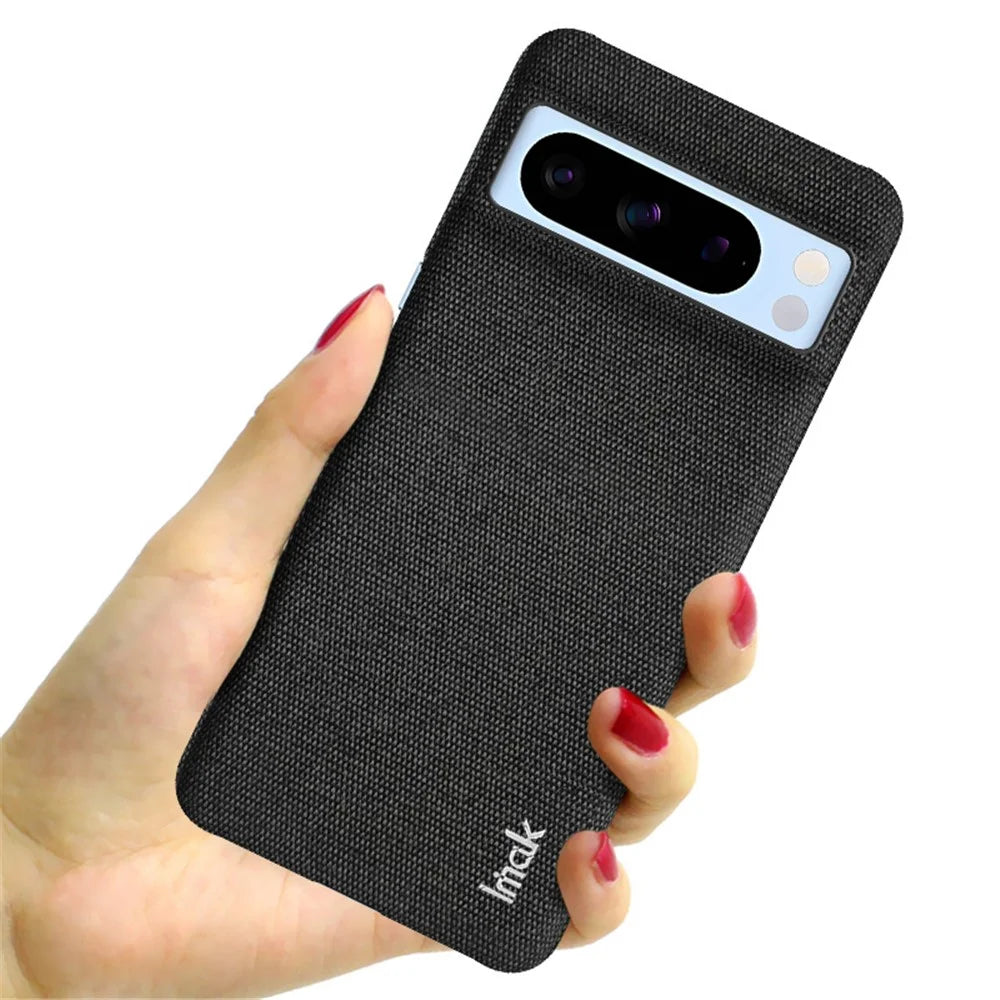 IMAK Ruiyi Series for Google Pixel 8 Pro Case Anti-scratch Cloth Texture PU Leather+PC Phone Cover - Black - 3