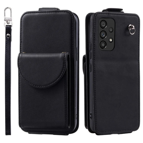 For Samsung Galaxy A52 4G / A52 5G / A52s 5G Case Fall Proof Leather+TPU Vertical Flip Stand Cover - Black - 1