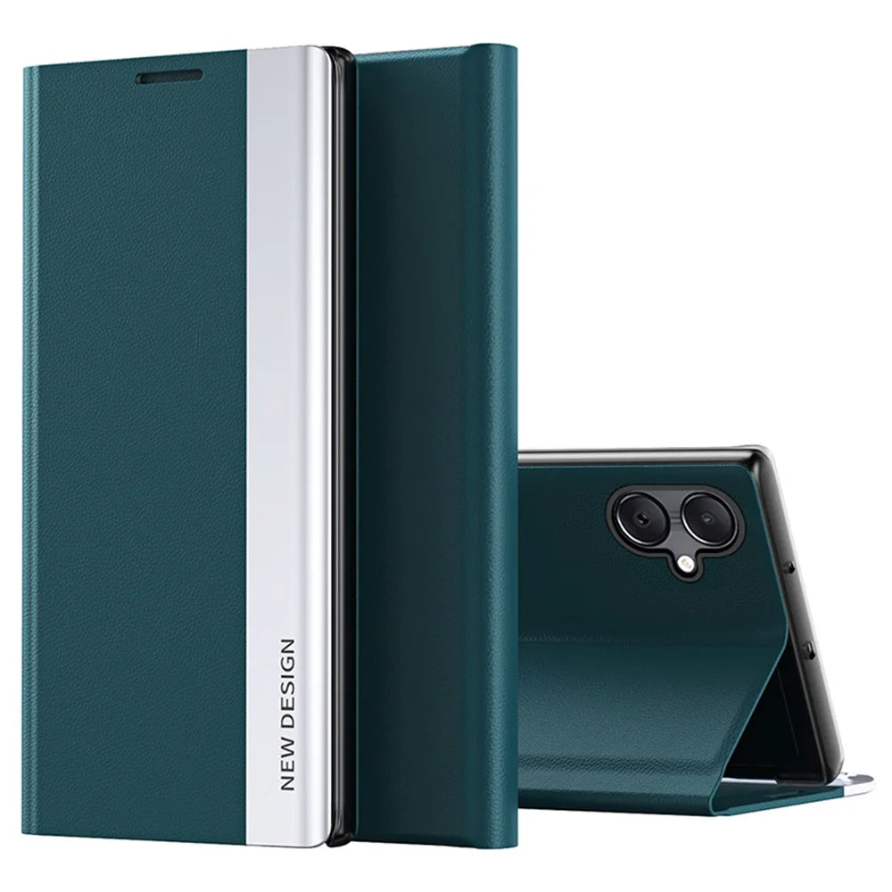 For Samsung Galaxy A05 4G Case Stand Leather Electroplating Phone Cover - Green - 1