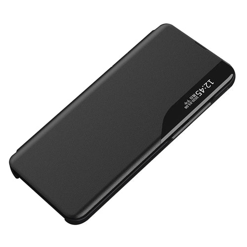 For Samsung Galaxy A05 4G Case View Window PU Leather Stand Cover - Black - 1