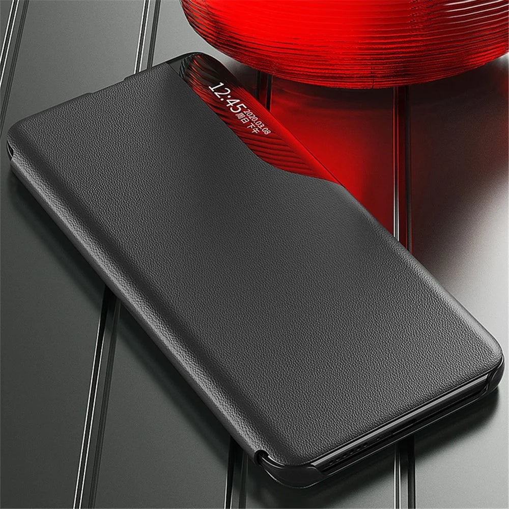 For Samsung Galaxy A05 4G Case View Window PU Leather Stand Cover - Black - 6