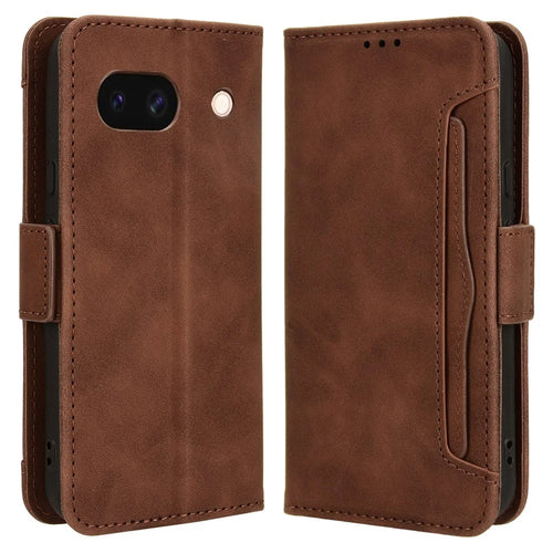 For Google Pixel 8a Slim-Fit Cover Leather Phone Case Wallet Stand Shell - Brown - 1