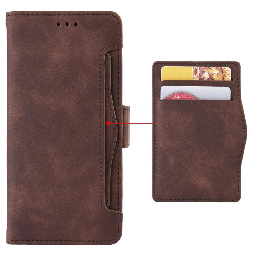 For Google Pixel 8a Slim-Fit Cover Leather Phone Case Wallet Stand Shell - Brown - 4