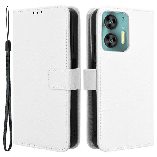 For Oukitel C35 / C36 Case Wallet Diamond Texture Anti-drop Phone Cover - White - 1