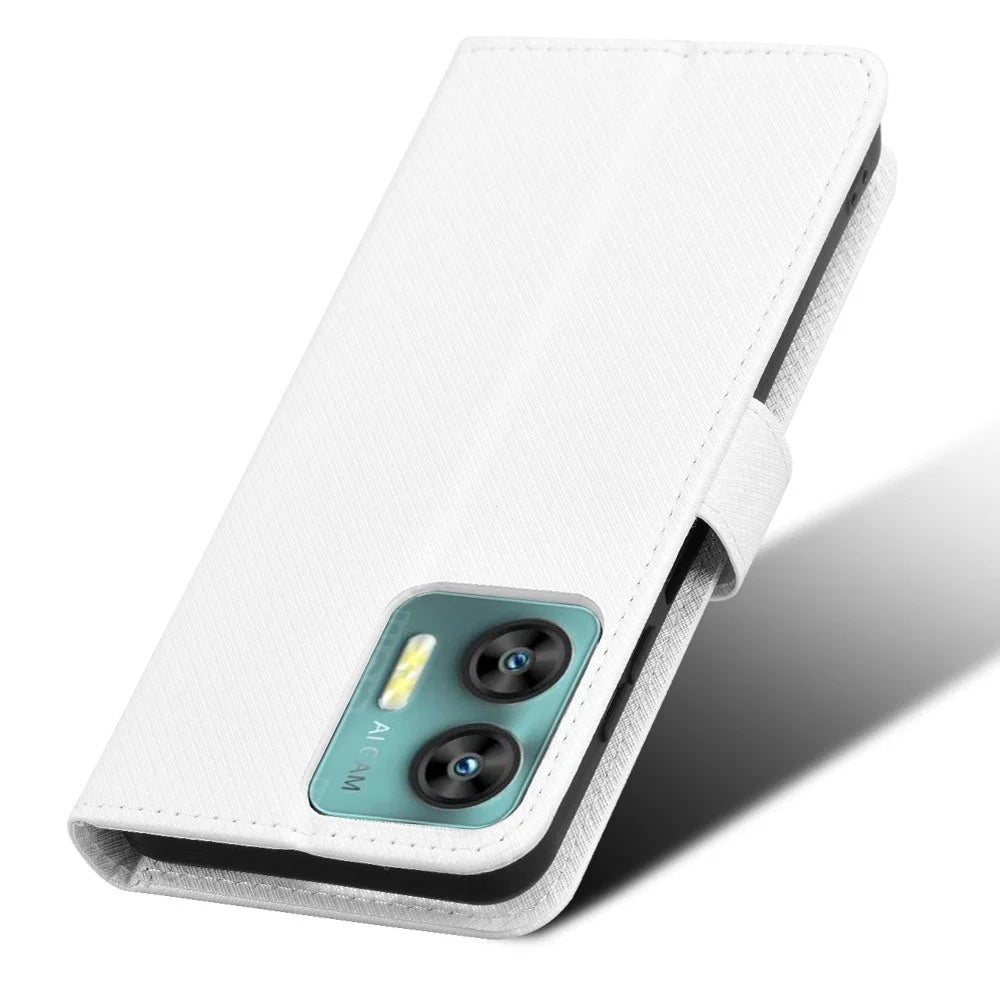 For Oukitel C35 / C36 Case Wallet Diamond Texture Anti-drop Phone Cover - White - 5