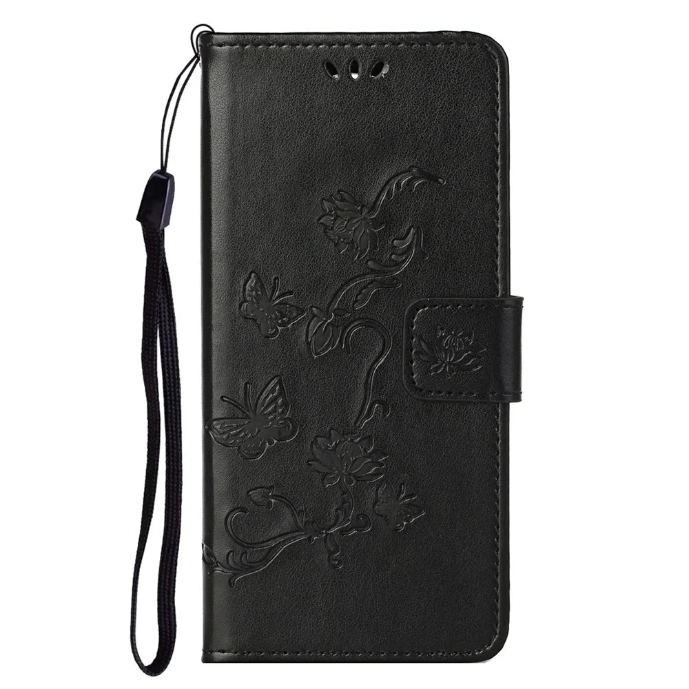 For Samsung Galaxy S24 Ultra Case Imprinted PU Leather Drop Resistant Phone Cover - Black - 4