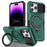 For iPhone 14 Pro Max Case Lens Protection Kickstand Magnetic Phone Cover - Blackish Green - 1