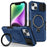For iPhone 14 Case Kickstand Magnetic Phone Protector with Sliding Lens Cover - Sapphire - 1