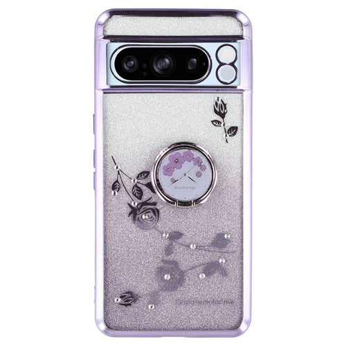 KADEM For Google Pixel 8 Pro Case Ring Kickstand Gradient TPU Phone Cover - Purple - 1