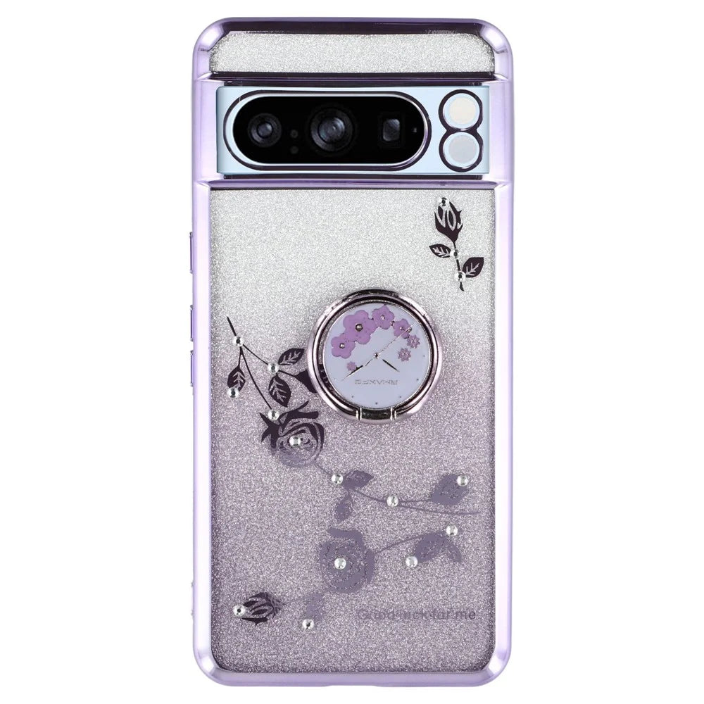 KADEM For Google Pixel 8 Pro Case Ring Kickstand Gradient TPU Phone Cover - Purple - 1