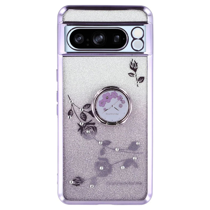 KADEM For Google Pixel 8 Pro Case Ring Kickstand Gradient TPU Phone Cover - Purple - 1