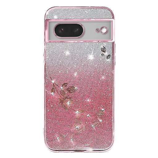 KADEM For Google Pixel 8 Case TPU Glitter Smartphone Back Cover with Strap - Rose Gold - 2