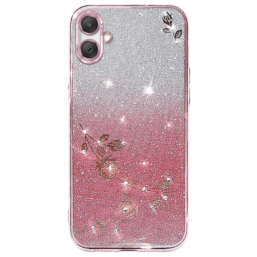 KADEM For Samsung Galaxy A05 4G Case Rhinestone Flower Glitter TPU Smartphone Cover - Rose Gold - 1