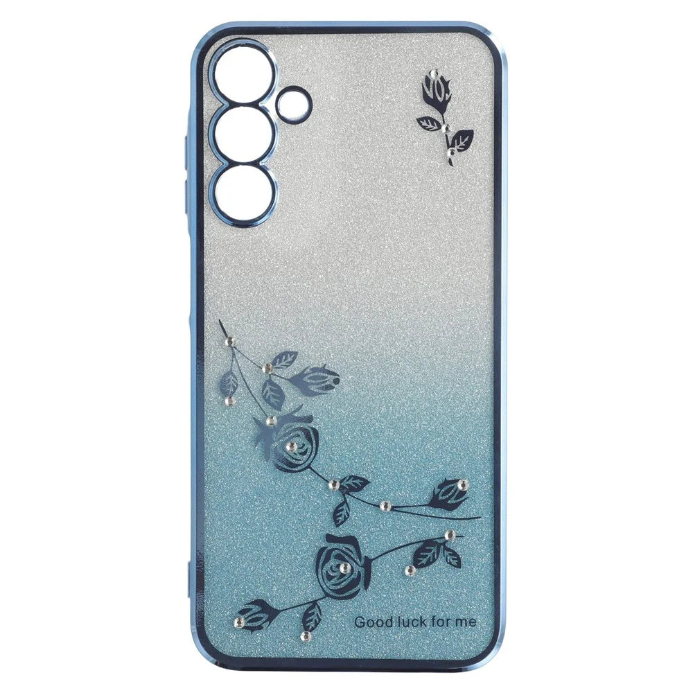 KADEM For Samsung Galaxy A05s 4G TPU Case Rhinestone Flower Phone Kickstand Cover - Blue - 3