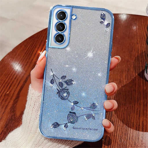 KADEM For Samsung Galaxy S21+ 5G Case Rhinestone Gradient TPU Cover with Strap - Blue - 2