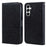 For Samsung Galaxy A15 4G Case Solid Color Phone Stand Cover PU Leather Wallet Shell - Black - 1