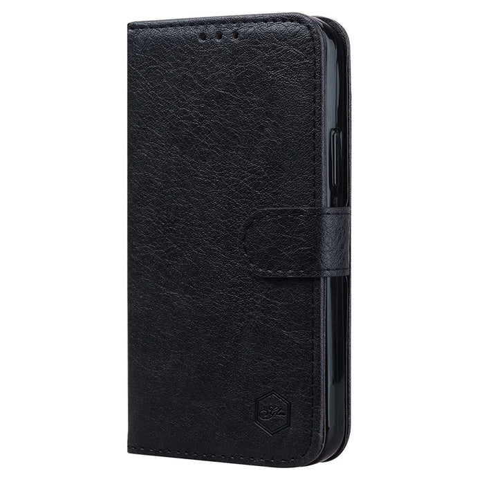 For Samsung Galaxy A15 4G Case Solid Color Phone Stand Cover PU Leather Wallet Shell - Black - 7