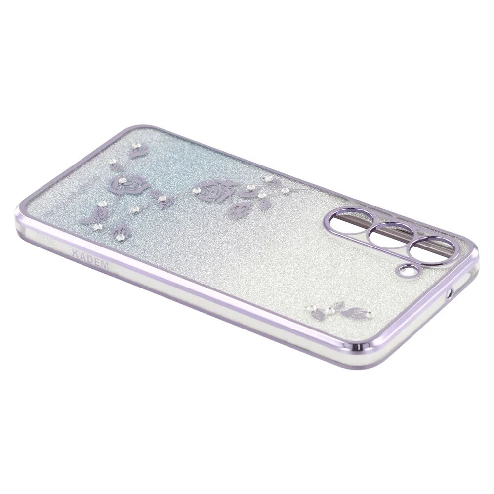 KADEM For Samsung Galaxy S23+ Case TPU Rhinestone Decor Phone Cover with Strap - Purple - 4
