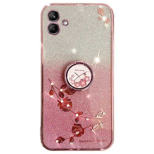 KADEM For Samsung Galaxy F14 5G / M14 5G TPU Case Glitter Cellphone Kickstand Cover - Rose Gold - 1
