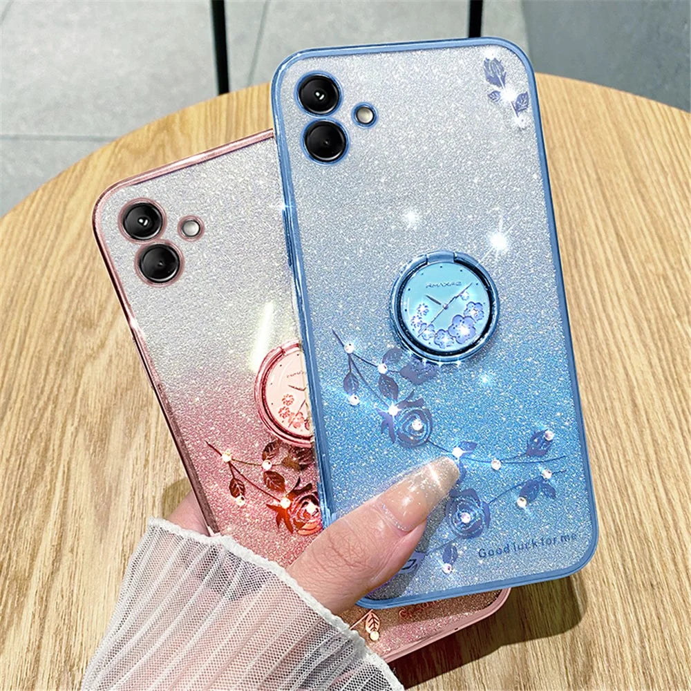 KADEM For Samsung Galaxy F14 5G / M14 5G TPU Case Glitter Cellphone Kickstand Cover - Rose Gold - 7
