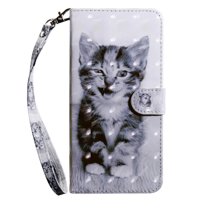 For Samsung Galaxy A15 4G Case Leather Wallet 3D Pattern Printing Phone Cover - Cat - 6