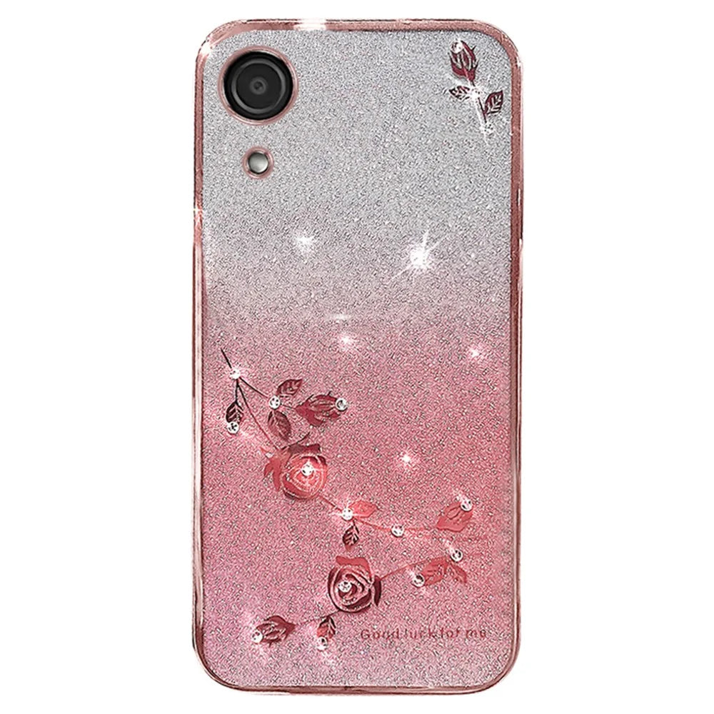 KADEM For Samsung Galaxy A03 Core Case Rhinestone Decor Glitter TPU Cellphone Cover - Rose Gold - 1