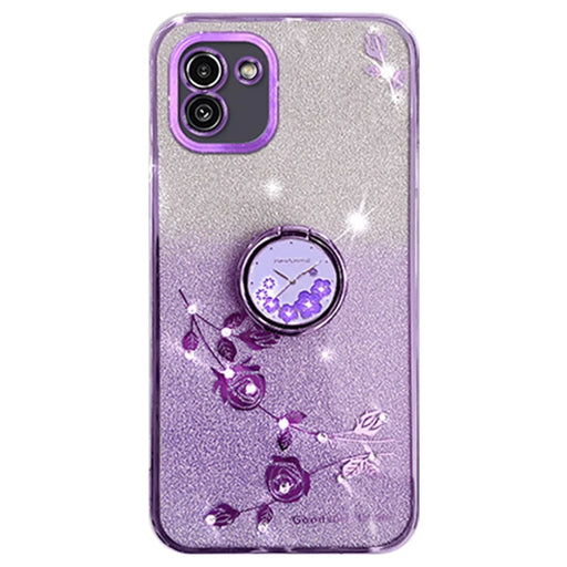 KADEM For Samsung Galaxy A03 (164.2mm) Case Ring Kickstand Fashion TPU Phone Cover - Purple - 1