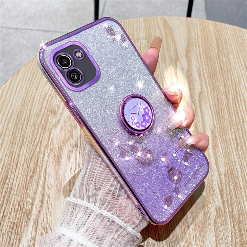 KADEM For Samsung Galaxy A03 (164.2mm) Case Ring Kickstand Fashion TPU Phone Cover - Purple - 3