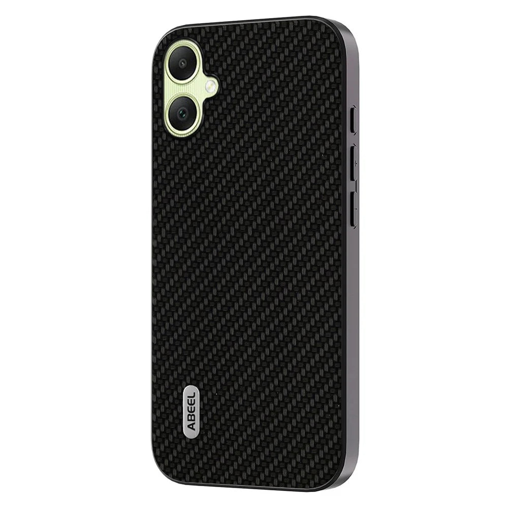 ABEEL for Samsung Galaxy A05 4G Phone Case Carbon Fiber Texture Leather Coated PC+TPU Phone Cover - Black - 1