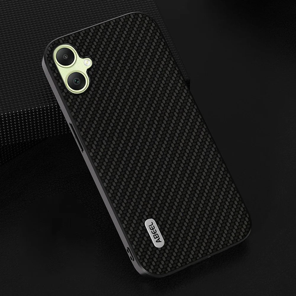 ABEEL for Samsung Galaxy A05 4G Phone Case Carbon Fiber Texture Leather Coated PC+TPU Phone Cover - Black - 2