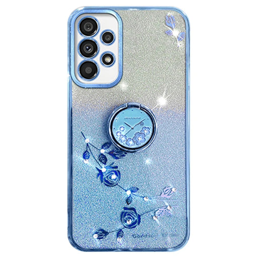 KADEM For Samsung Galaxy A52 4G / A52 5G / A52s 5G TPU Case Glitter Kickstand Phone Cover - Blue - 1