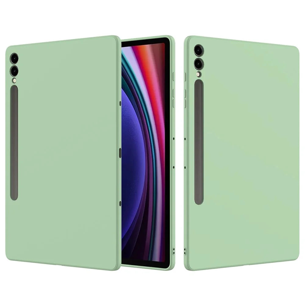 For Samsung Galaxy Tab S9+ Case Anti-scratch Liquid Silicone Cover - Green - 1