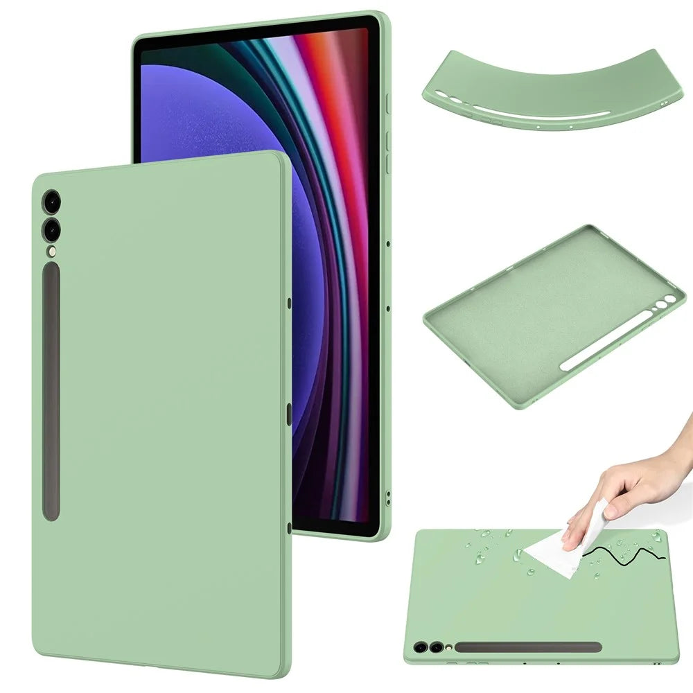 For Samsung Galaxy Tab S9+ Case Anti-scratch Liquid Silicone Cover - Green - 2