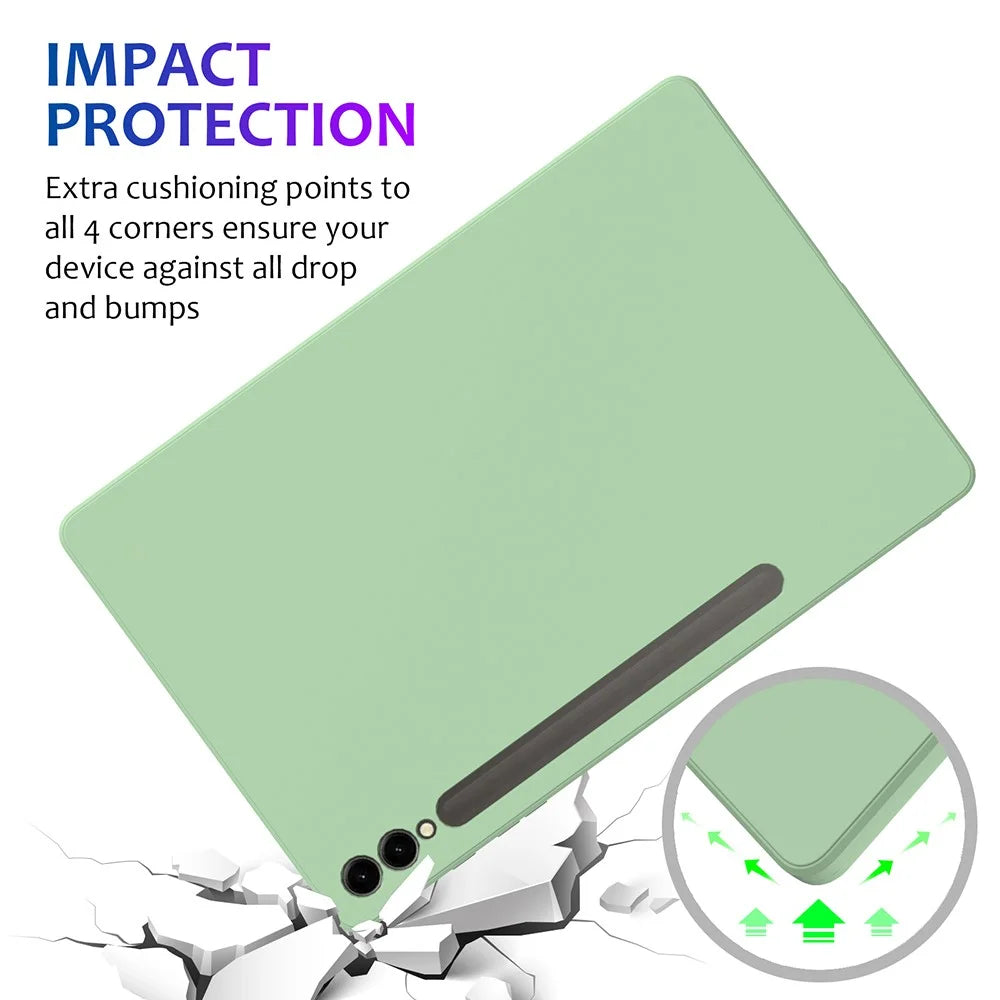For Samsung Galaxy Tab S9+ Case Anti-scratch Liquid Silicone Cover - Green - 3