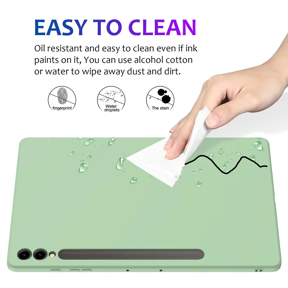 For Samsung Galaxy Tab S9+ Case Anti-scratch Liquid Silicone Cover - Green - 4