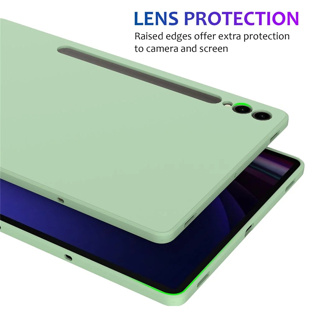For Samsung Galaxy Tab S9+ Case Anti-scratch Liquid Silicone Cover - Green - 6