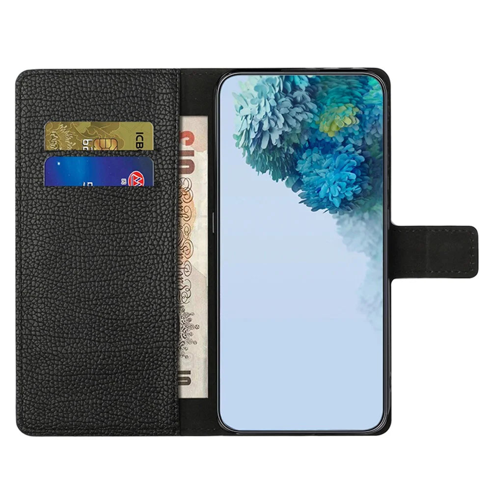 For Samsung Galaxy S25 / S24 Case PU Leather Phone Cover Wallet (Litchi Texture) - Black - 2