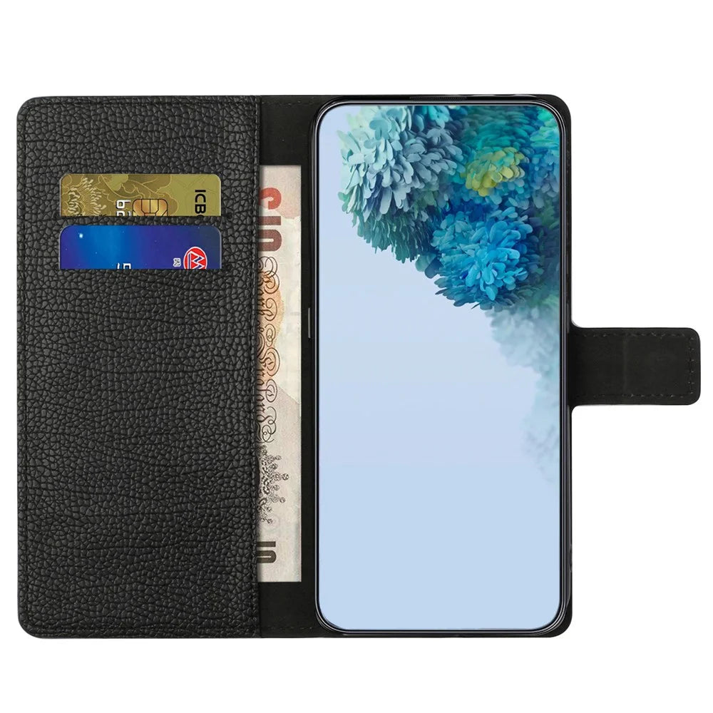 For Samsung Galaxy S25+ / S24+ Case Litchi Texture PU Leather Wallet Phone Stand Cover - Black - 2