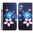 For Samsung Galaxy S25 / S24 Phone Case Pattern Printing PU Leather Flip Cover - Blue Flower - 1