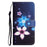 For Samsung Galaxy S25 / S24 Phone Case Pattern Printing PU Leather Flip Cover - Blue Flower - 4