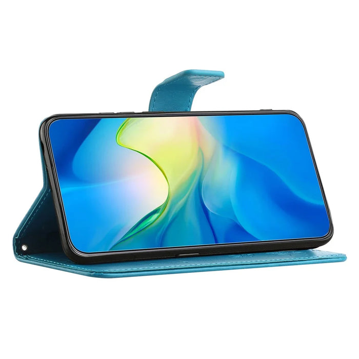 For Samsung Galaxy S25 / S24 Case Imprinted PU Leather Drop Resistant Cell Phone Cover - Blue - 2