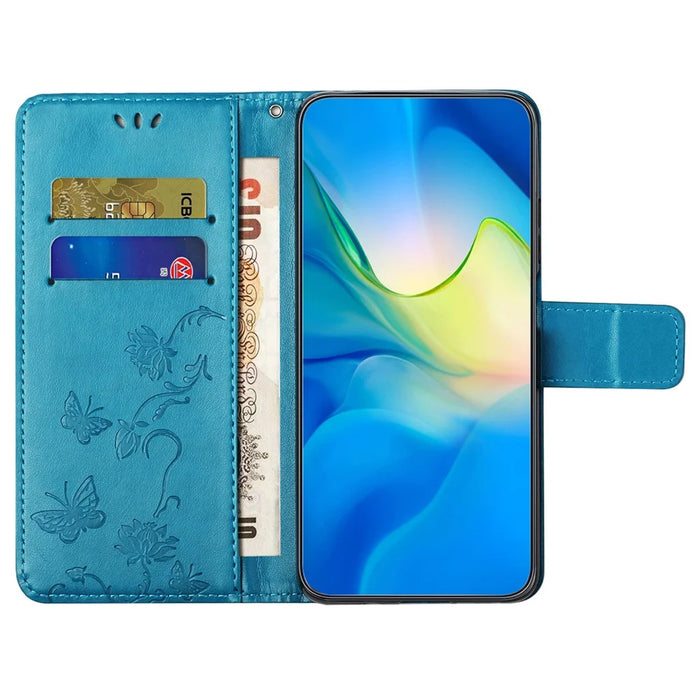 For Samsung Galaxy S25 / S24 Case Imprinted PU Leather Drop Resistant Cell Phone Cover - Blue - 3