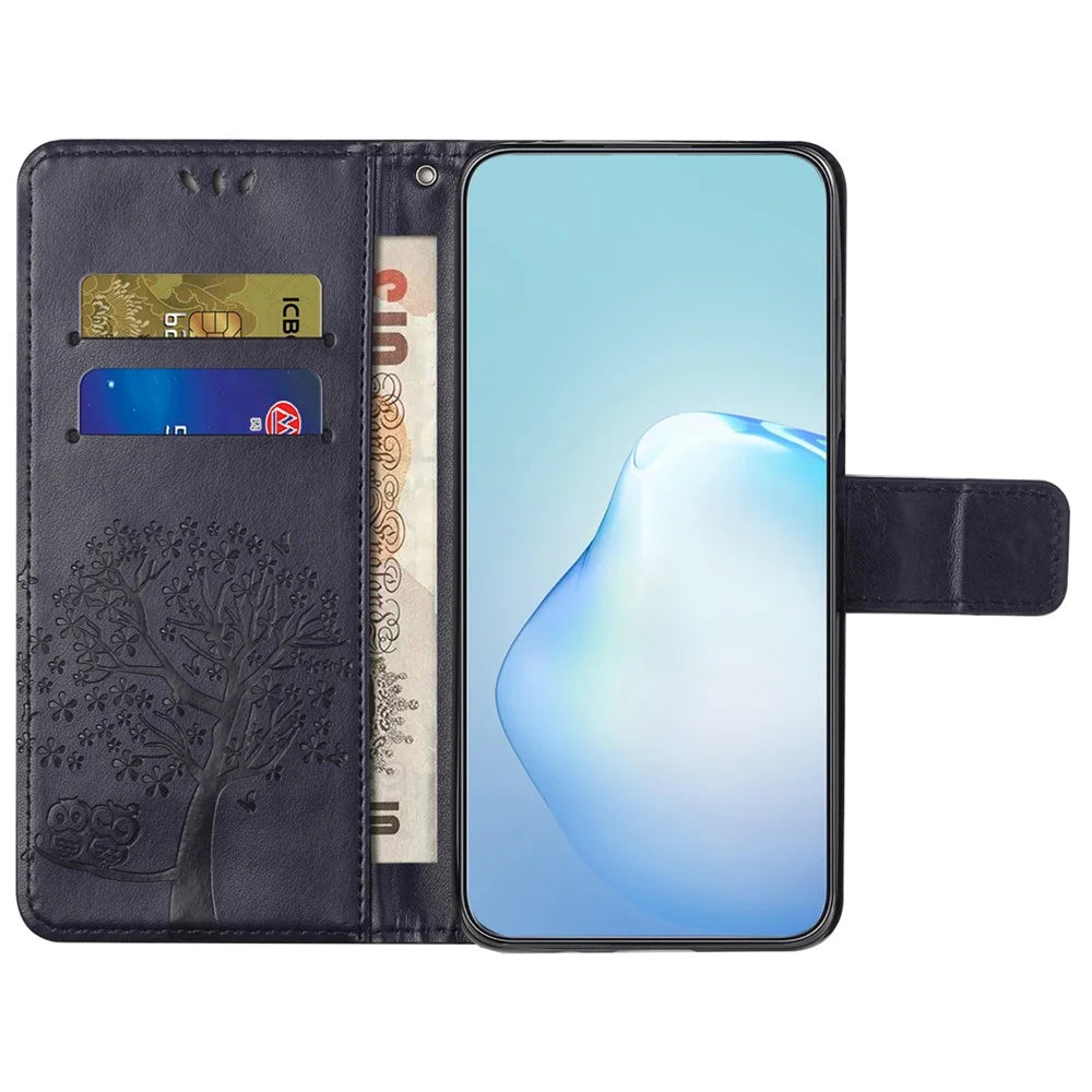 For Samsung Galaxy S25 / S24 Case Imprinted Leather Flip Stand Phone Cover with Wallet - Dark Purple - 3