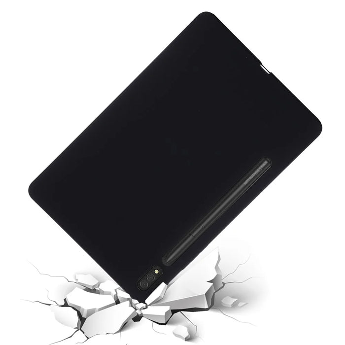 For Samsung Galaxy Tab S9 Ultra Liquid Silicone Case Microfiber Lining Tablet Cover - Black - 4