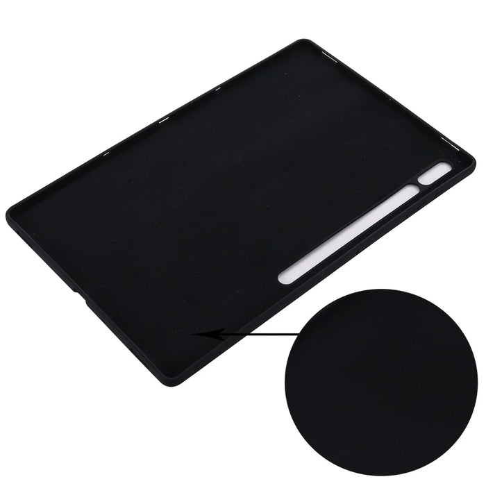 For Samsung Galaxy Tab S9 Ultra Liquid Silicone Case Microfiber Lining Tablet Cover - Black - 6
