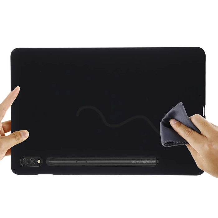 For Samsung Galaxy Tab S9 Ultra Liquid Silicone Case Microfiber Lining Tablet Cover - Black - 7