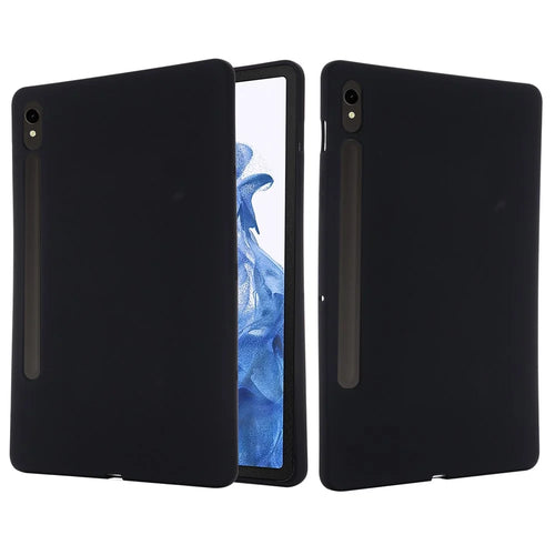 For Samsung Galaxy Tab S10 Lite / S10 FE / S9 FE / S9 Case Microfiber Lining Liquid Silicone Cover - Black - 1