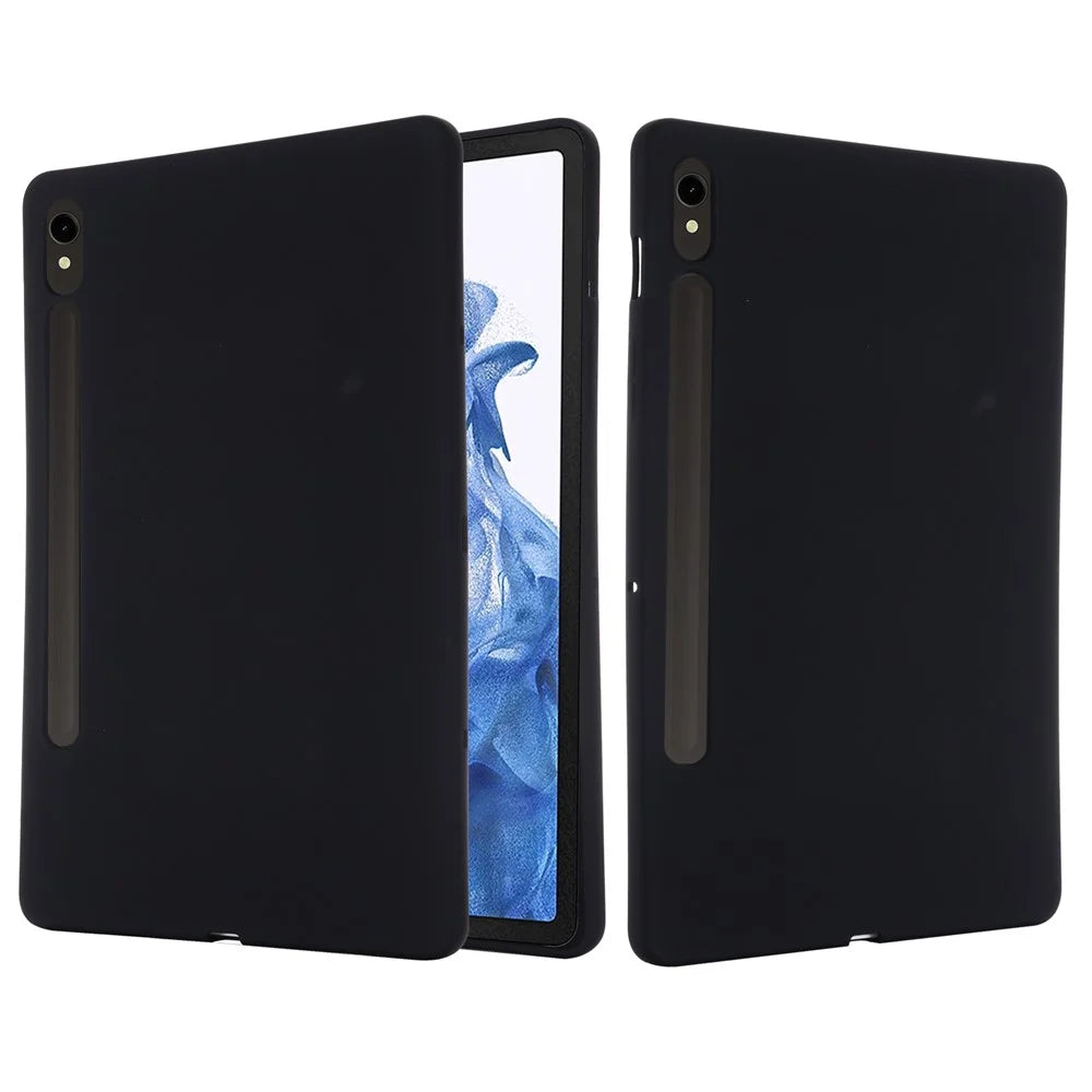 For Samsung Galaxy Tab S10 Lite / S10 FE / S9 FE / S9 Case Microfiber Lining Liquid Silicone Cover - Black - 1