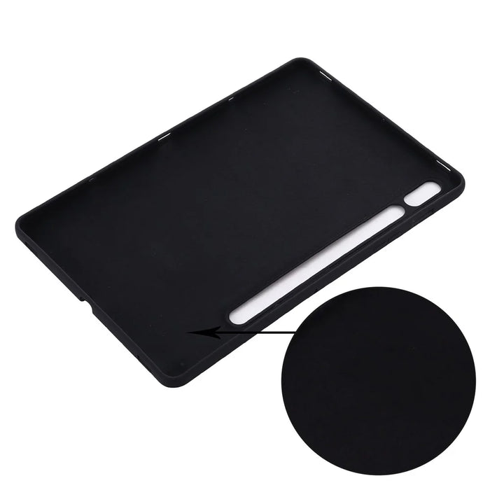 For Samsung Galaxy Tab S10 Lite / S10 FE / S9 FE / S9 Case Microfiber Lining Liquid Silicone Cover - Black - 6